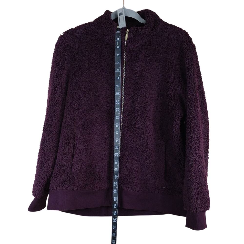 Calvin Klein Jacket Women’s Medium Purple Sherpa Fleece Teddy Zip Up Cozy - Picture 3 of 8